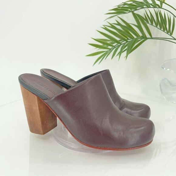 Rachel Comey Asher Mule Women's Size 6 Bordo Red Leather Slip On Wooden Shoes - Picture 1 of 16